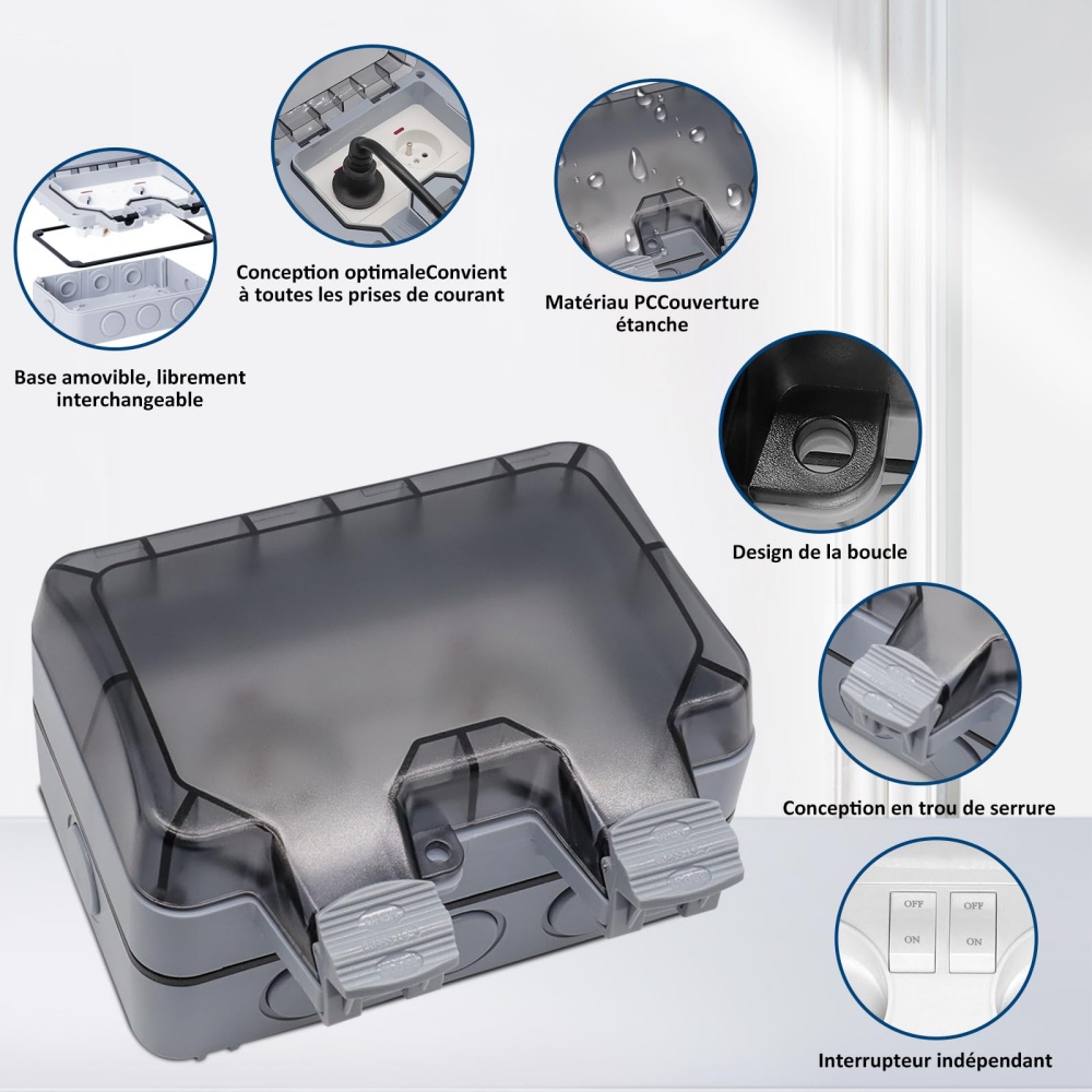 EIOMR França IP66 Tomada exter - Outdoor Power Outlet Box avaliação e preço
